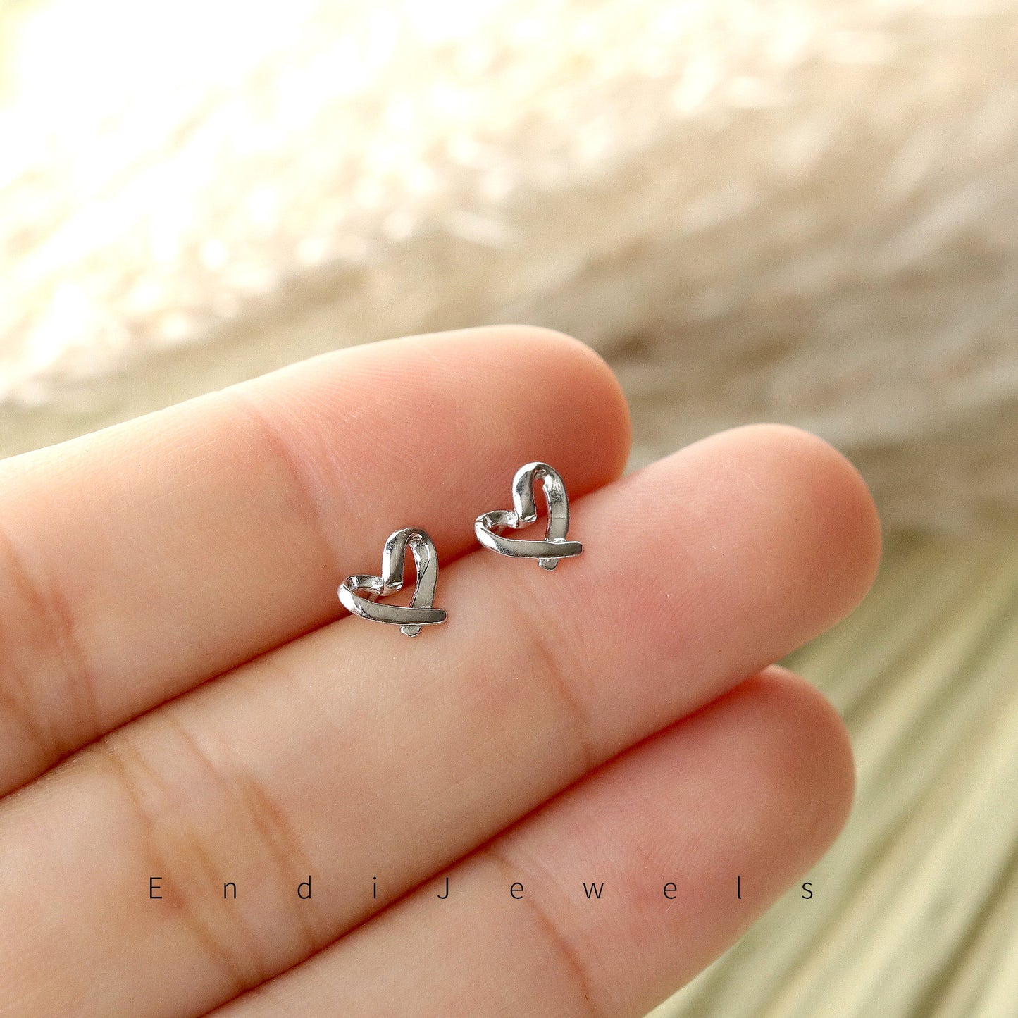 Dainty Heart Shape Stud Earrings, 925 Sterling Silver Earrings, Daily Wearing, Minimalist Style