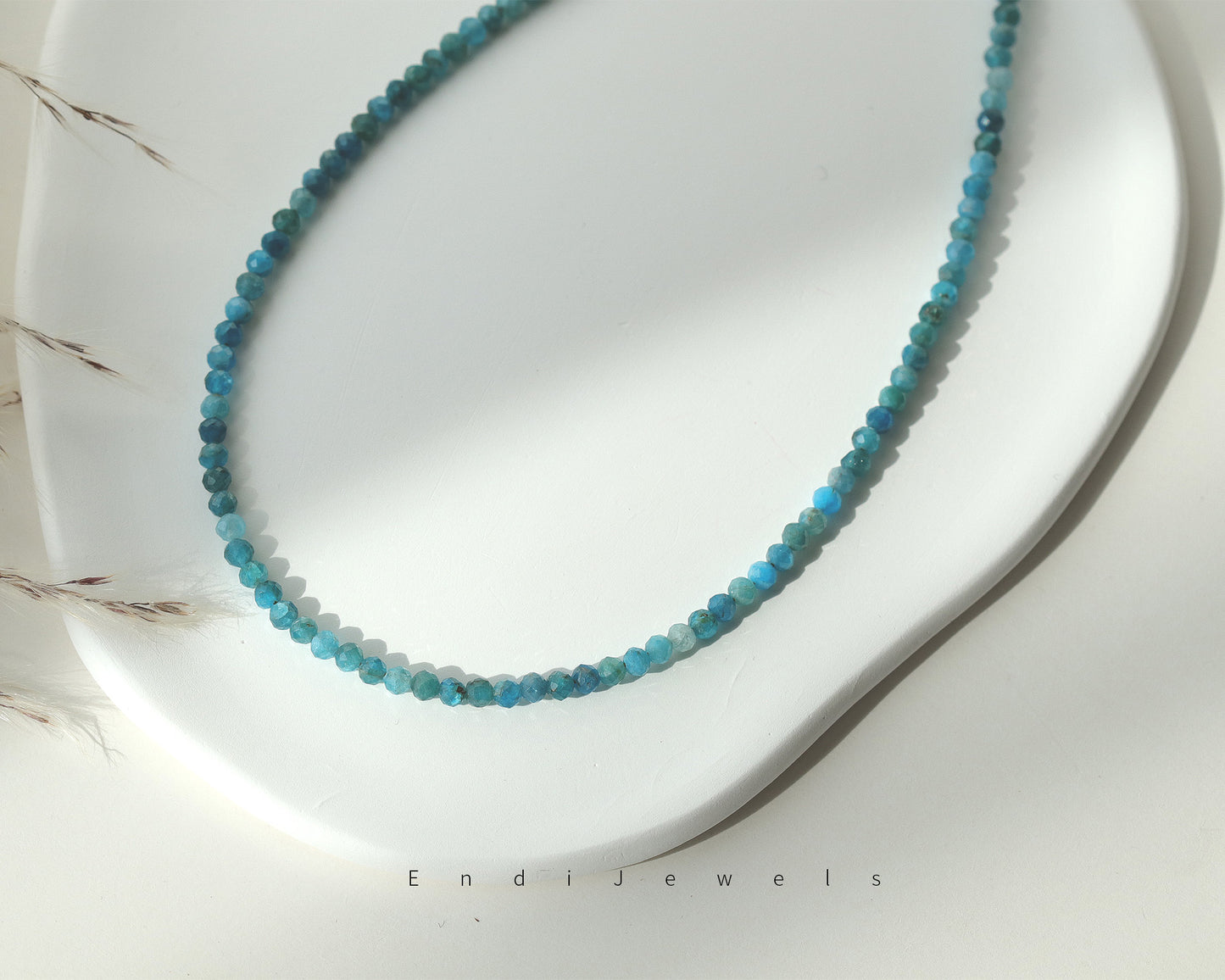 Apatite 3mm Faceted Beaded Choker, Bracelet, Natural Gemstones