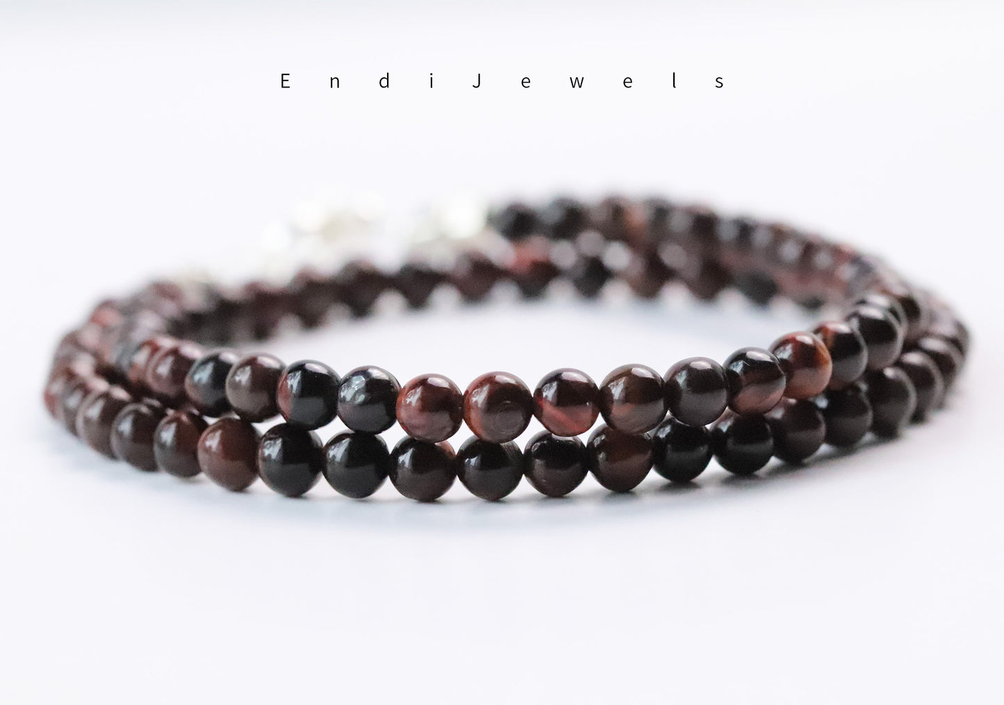 Red Tiger's Eye 4.5mm Round Beaded Choker, Bracelet, Natural Gemstones