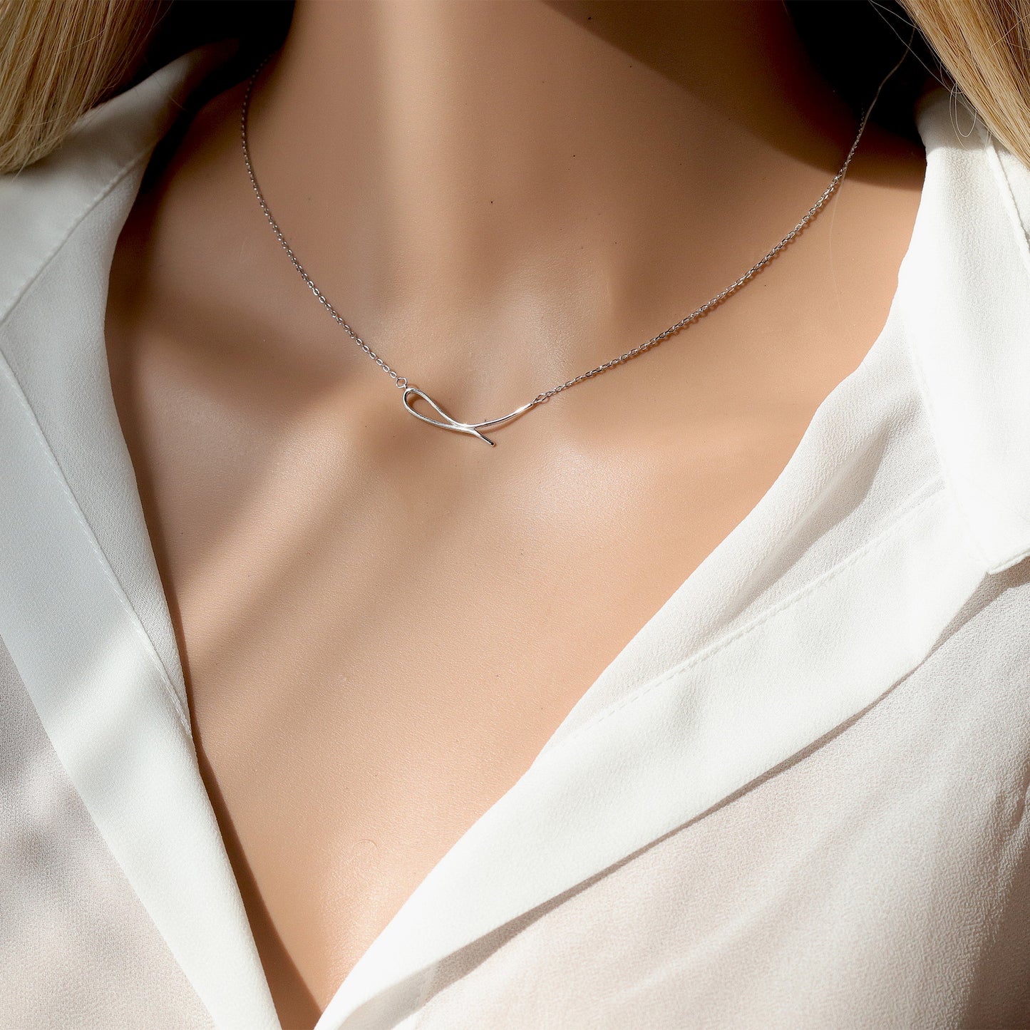 Dainty Silver Chain Choker, Minimalist Style, Geometric Design 925 Sterling Silver Chain Necklace