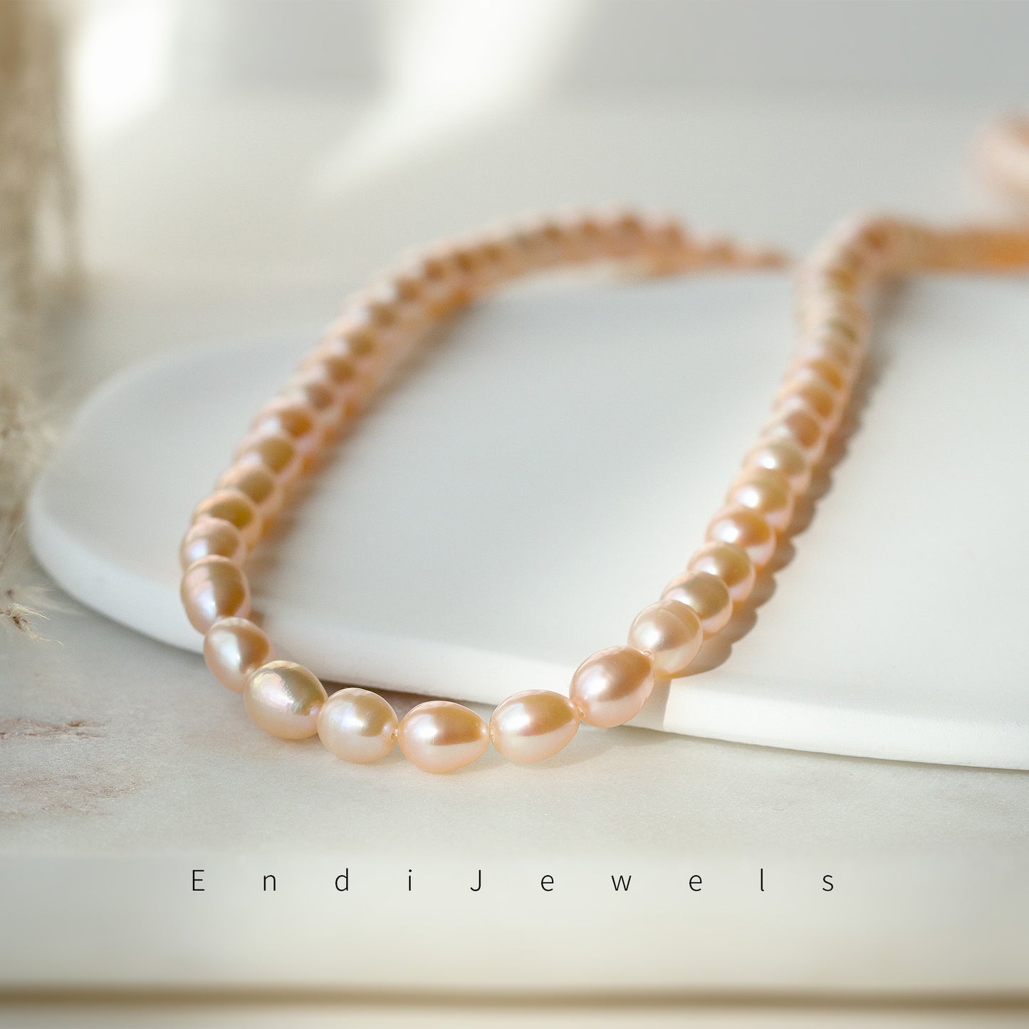 Pink Freshwater 5mm Oval-shaped Beaded Long Necklace, Real Pearls