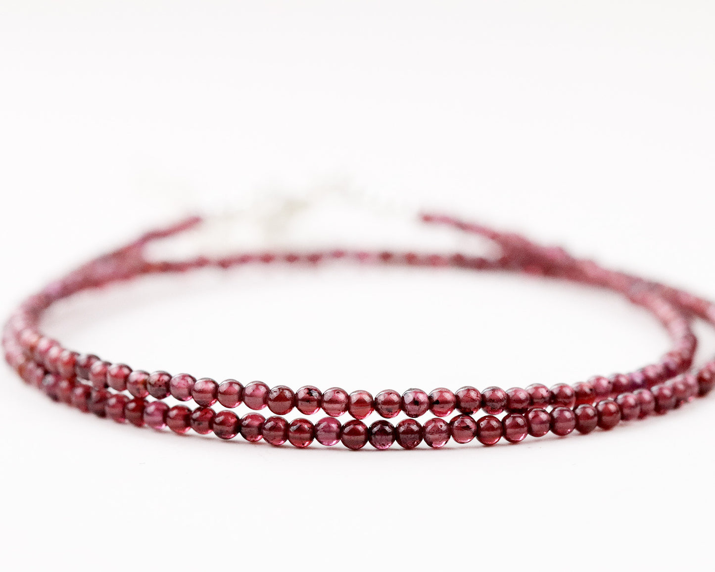 Garnet Tiny 2mm Round Beaded Choker, Bracelet, Natural Gemstones