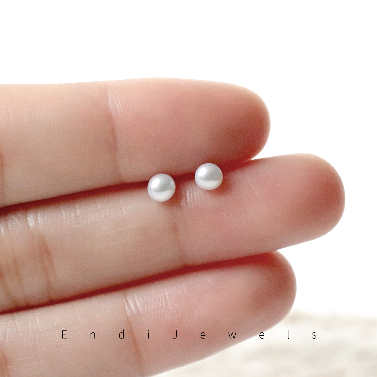 White Freshwater Pearl Tiny 3mm Beaded Stud Earrings, Minimalist Earrings for Daily Wearing, Real Natural Pearls