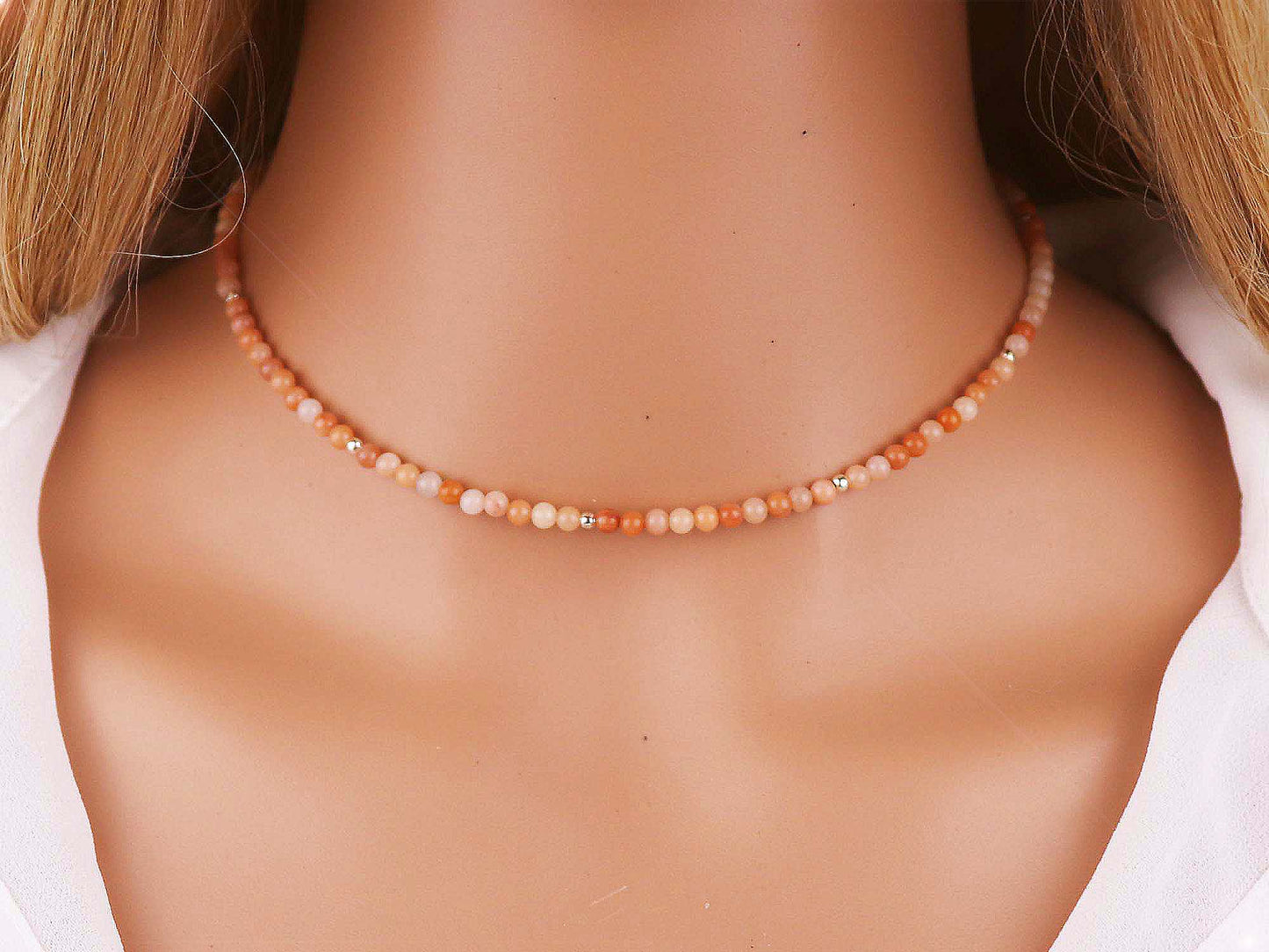 Pink Aventurine 3mm Round Beaded Choker, Bracelet, Natural Gemstones