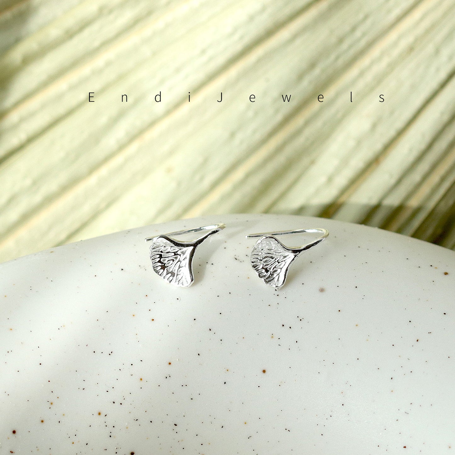 Ginkgo Leaf Earrings, 925 Sterling Silver, Minimalist Style, Daily Wearings, Dainty Earrings