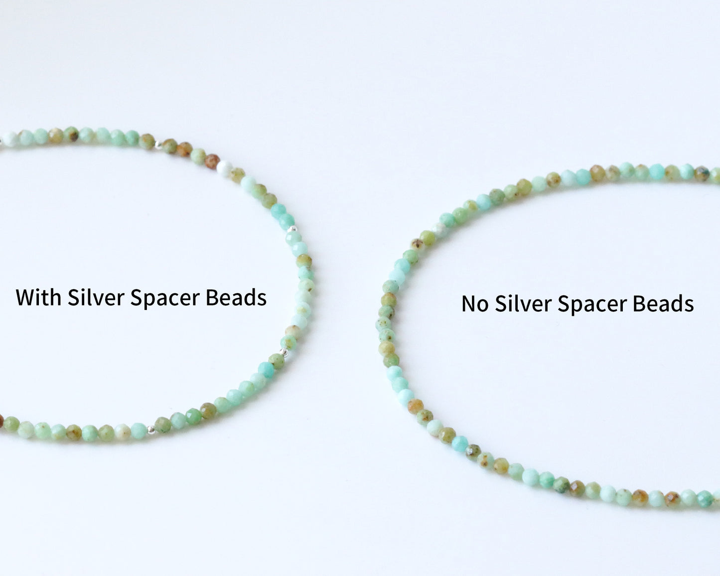 Green Opal 3mm Faceted Beaded Choker, Bracelet, Natural Gemstones