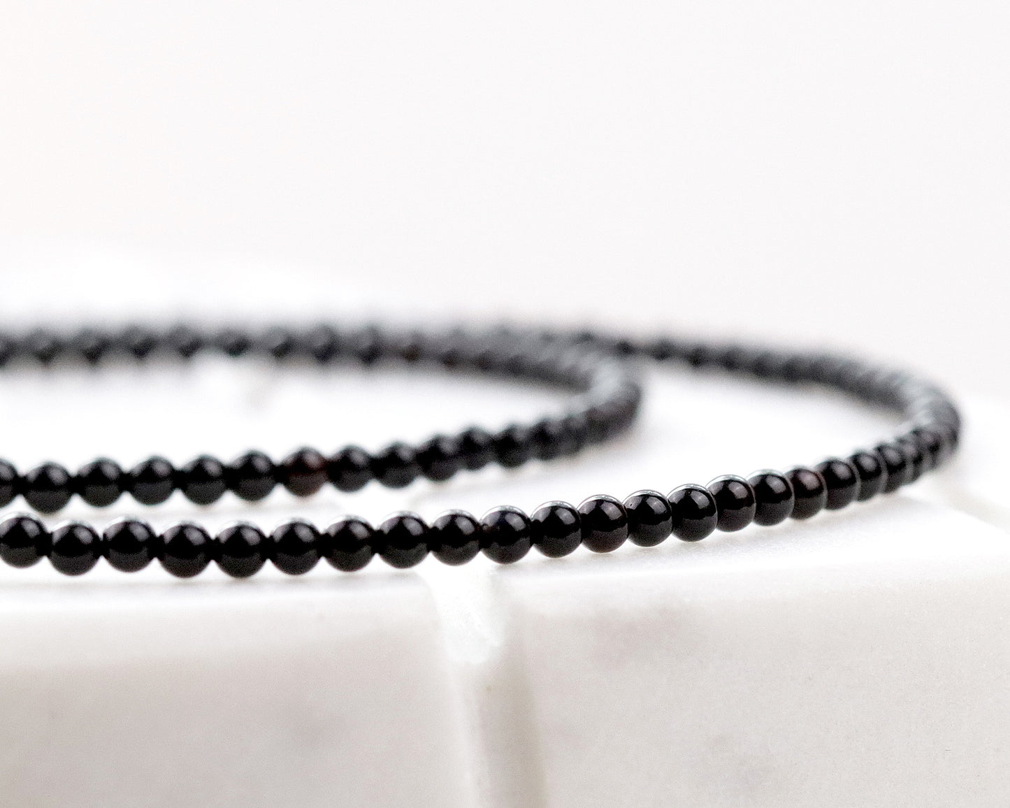 Black Spinel 2mm Round Beaded Choker, Bracelet, Natural Gemstone Beads