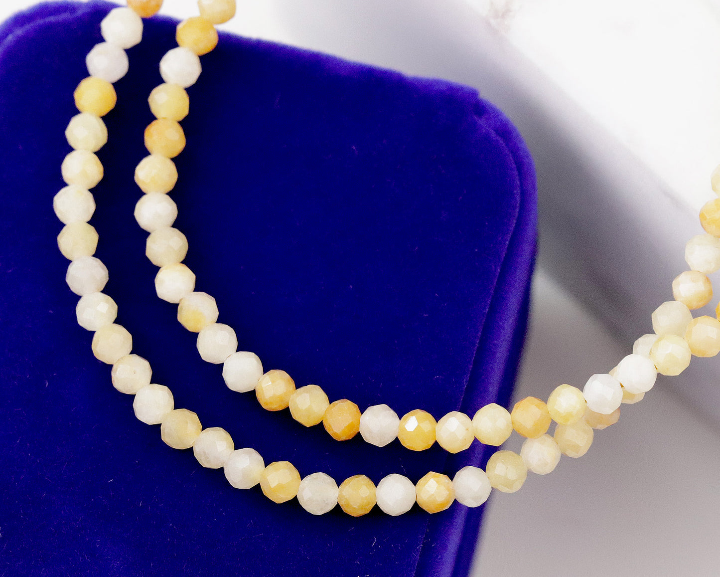 Yellow Jade 3.2mm Faceted Beaded Choker, Bracelet, Natural Gemstone Beaded Necklace