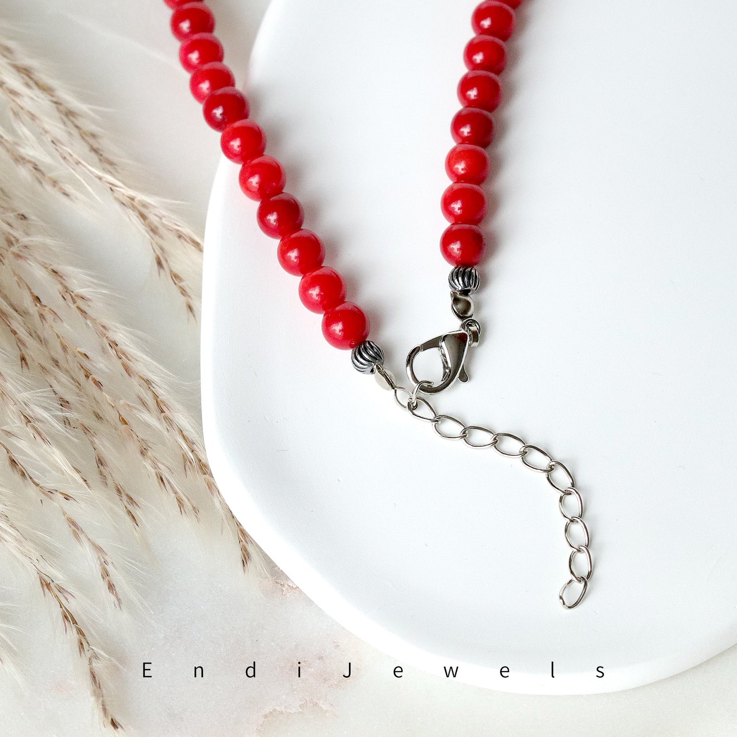 Red Coral 6mm Round Beaded Necklace, Bracelet, Natural Gemstones