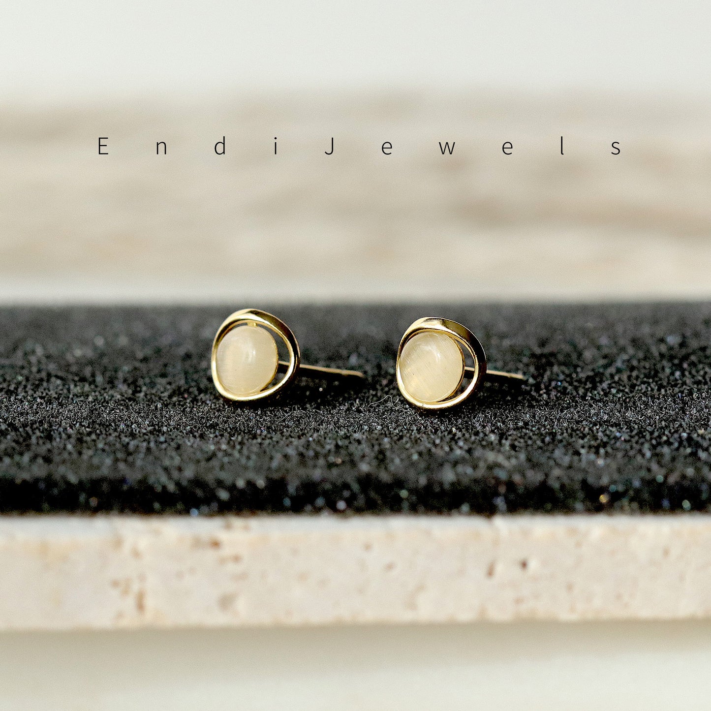 Moonstone 6mm Stud Earrings, 925 Sterling Silver, Natural Gemstones, Minimalist Earrings for Daily Wearing