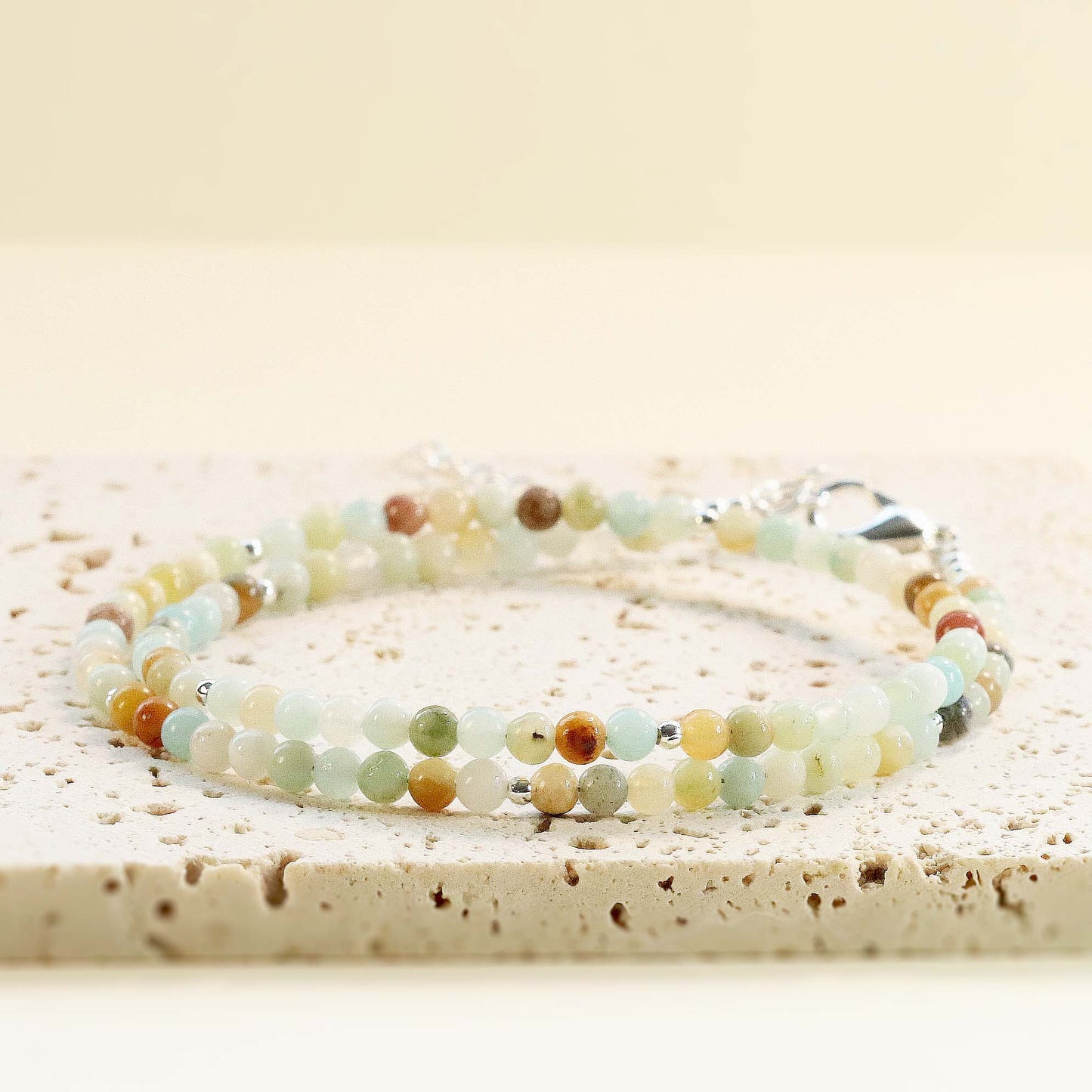 Amazonite 3mm Round Beaded Choker, Bracelet, Natural Gemstones