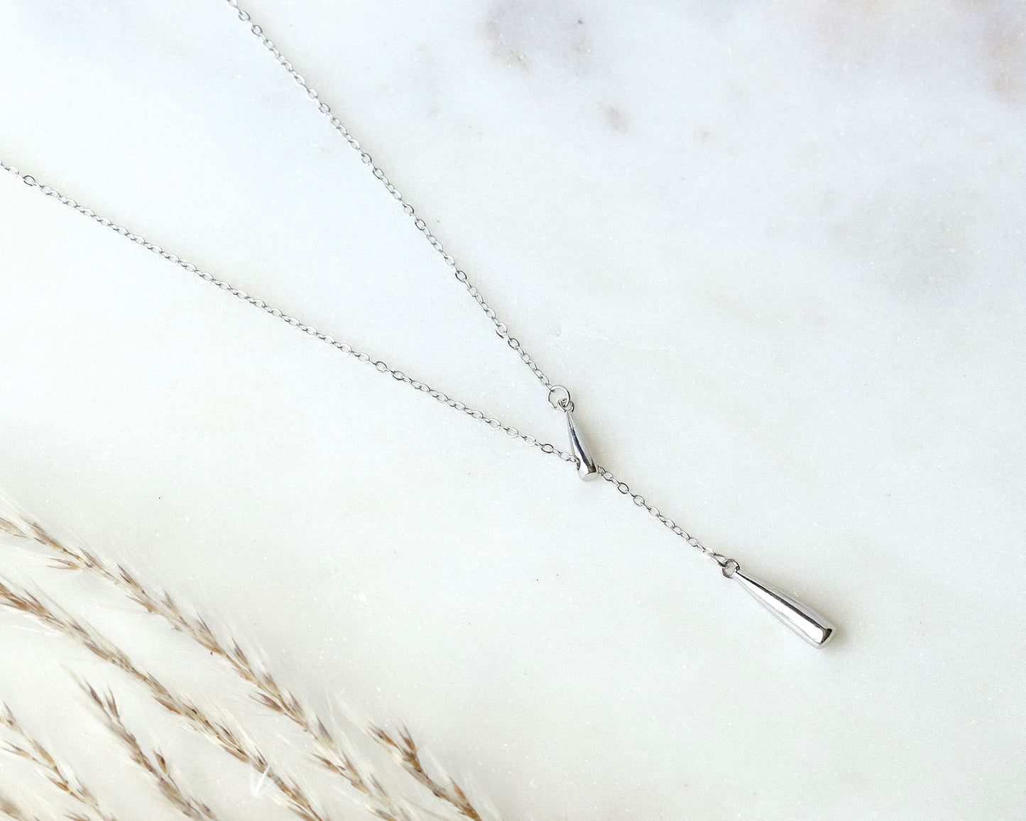 Dainty Water Drop Silver Choker, 925 Sterling Silver Chain Necklace, Minimalist Style