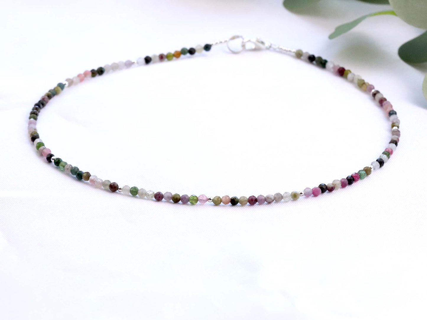 Tourmaline 3mm Faceted Beaded Choker, Bracelet, Natural Gemstones