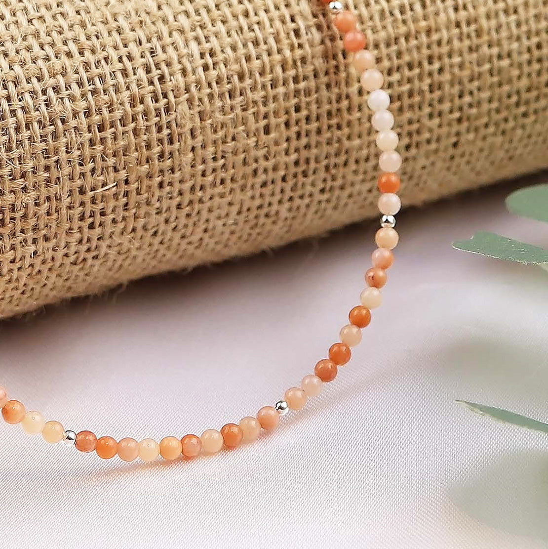 Pink Aventurine 3mm Round Beaded Choker, Bracelet, Natural Gemstones