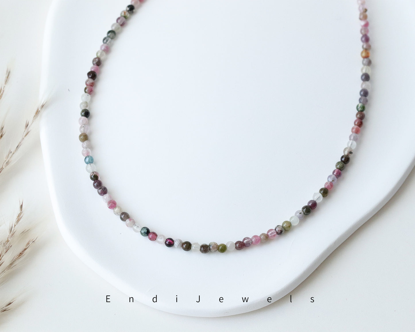 Tourmaline 3mm Round Beaded Choker, Bracelet, Natural Gemstones