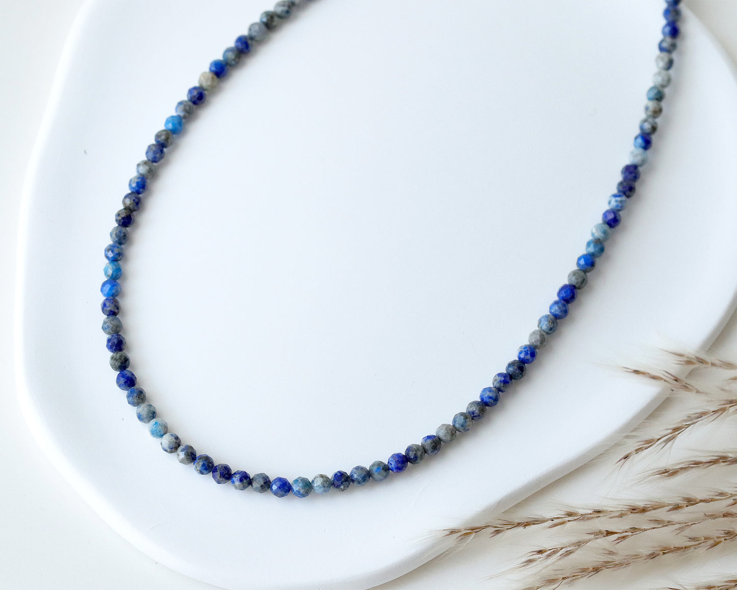 Lapis Lazuli 3mm Faceted Beaded Choker, Bracelet, Natural Gemstones, Lapis Lazuli AB Beads