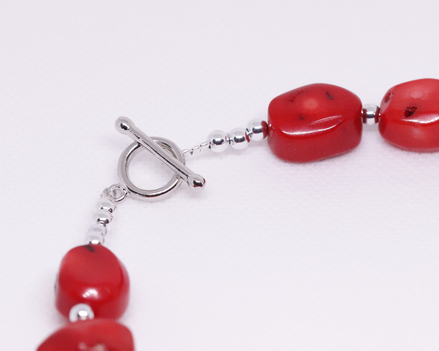 Red Coral Large Beaded Necklace, Bracelet, Natural Gemstones, Handmade Necklace