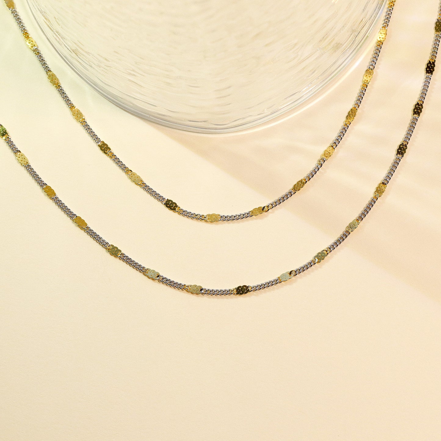 Gold and Silver Chain Necklace, Minimalist Jewelry, Daily Necklace, 18 inches