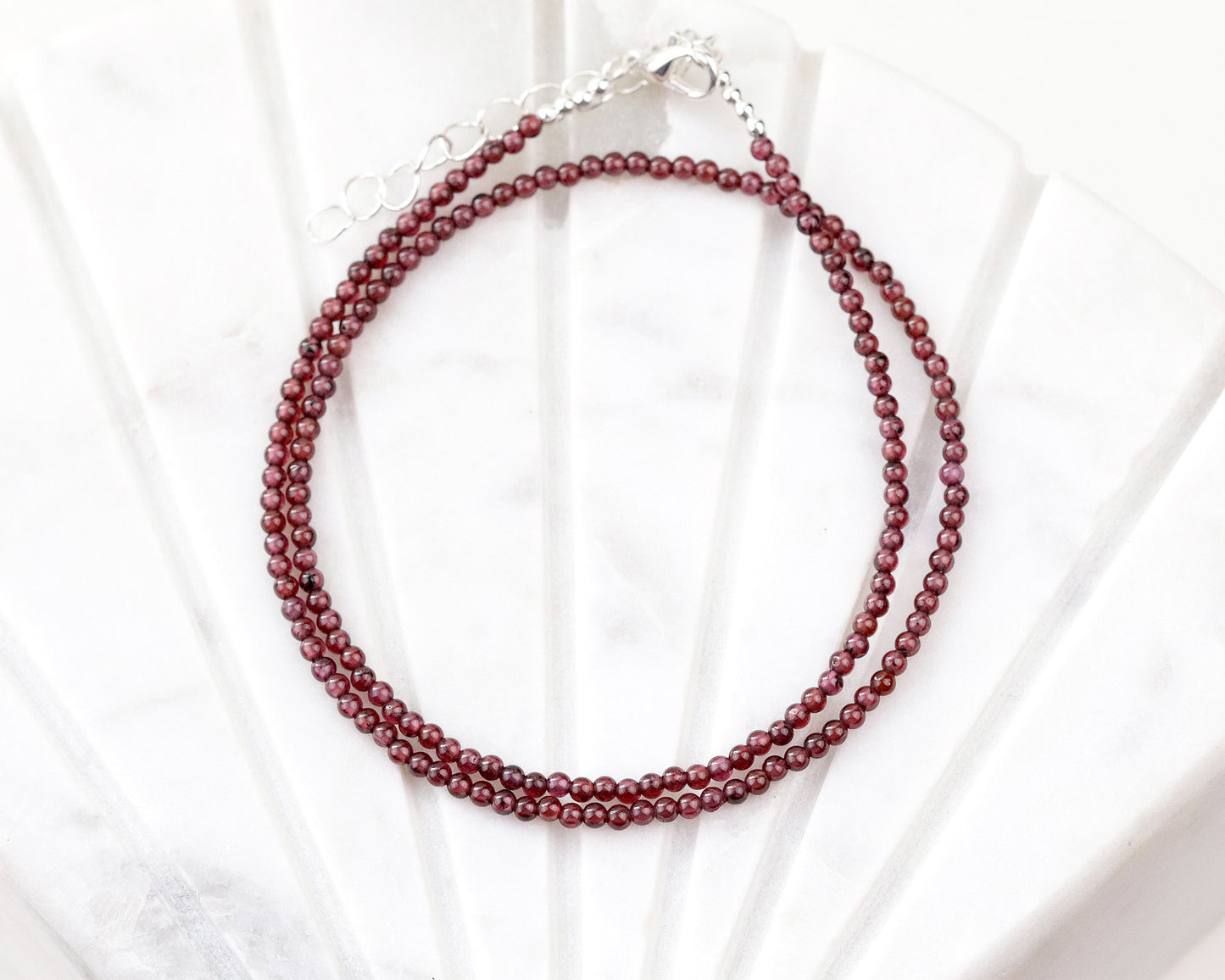 Garnet Tiny 2mm Round Beaded Choker, Bracelet, Natural Gemstones