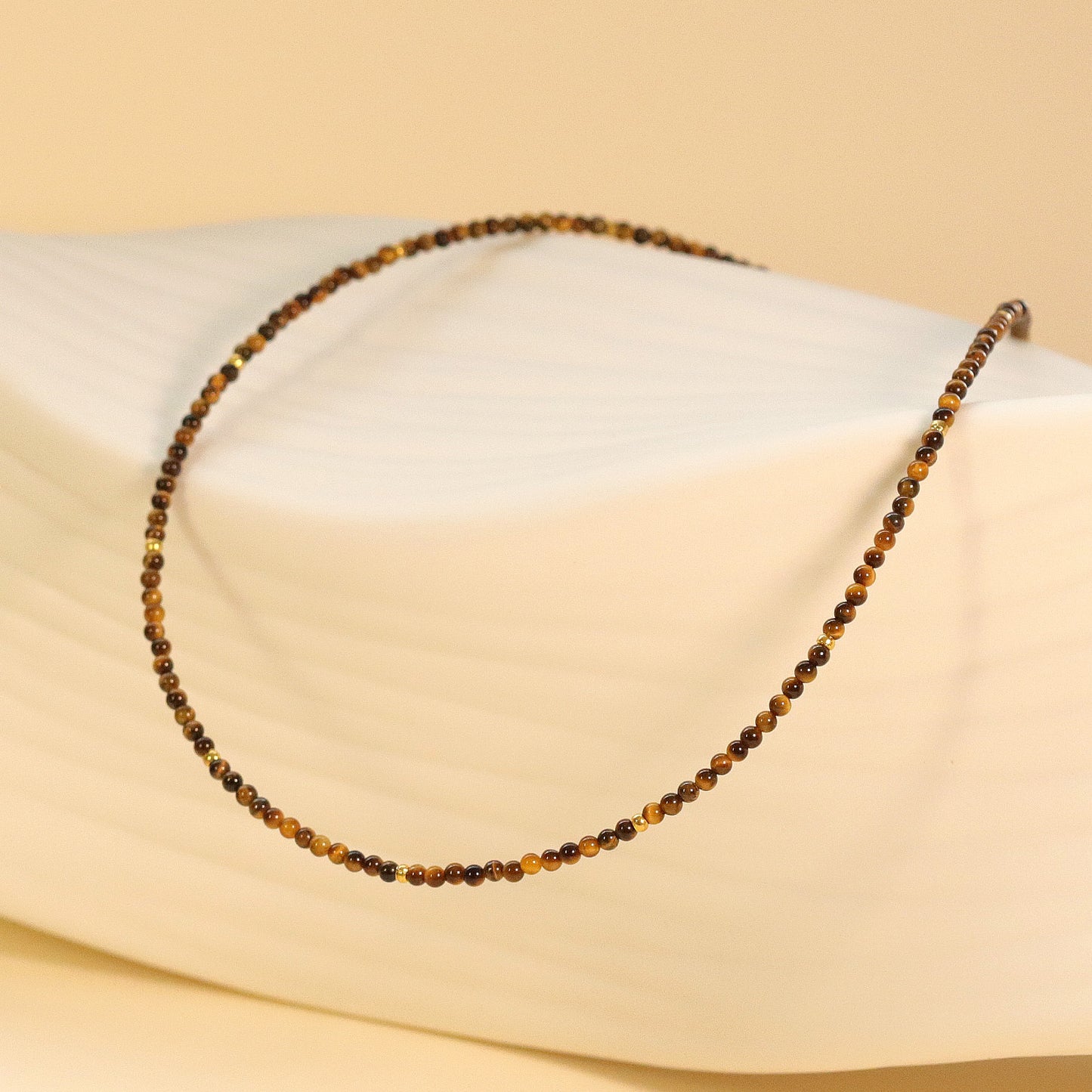 Tiger's Eye 2mm Round Beaded Choker, Bracelet, Natural Gemstones