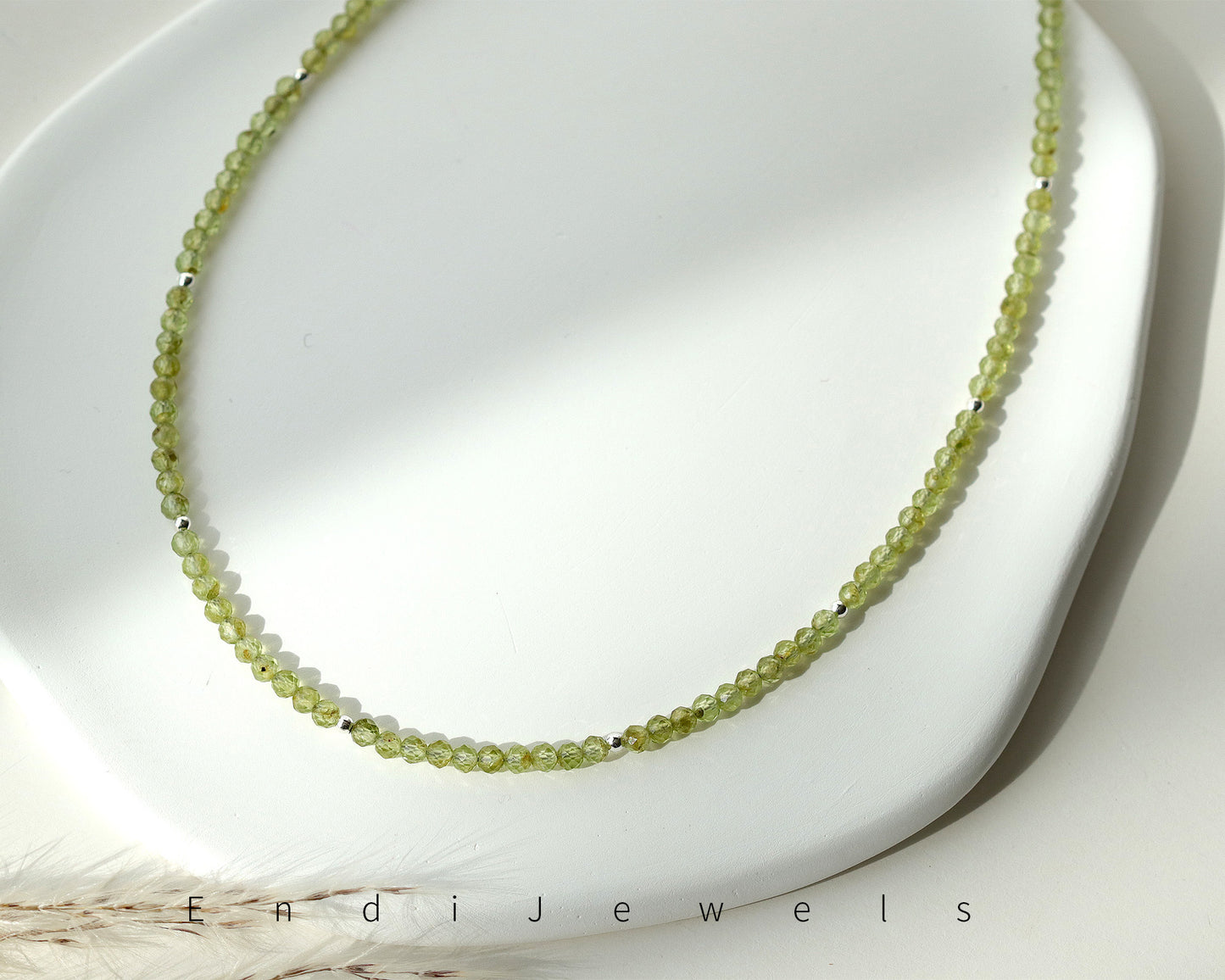 Peridot 3mm Faceted Beaded Choker, Bracelet, Natural Gemstones