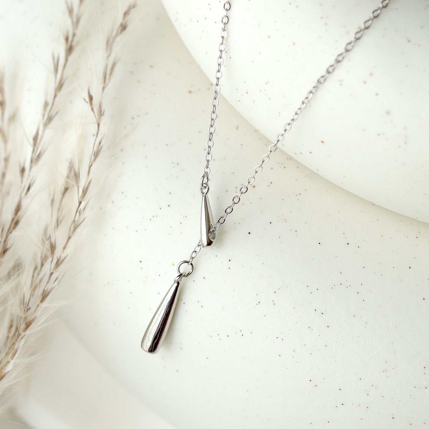 Dainty Water Drop Silver Choker, 925 Sterling Silver Chain Necklace, Minimalist Style