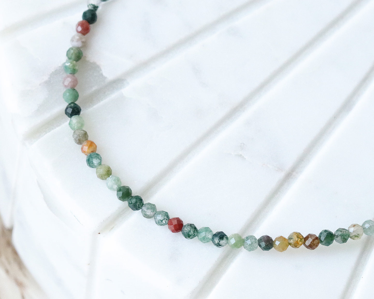 Indian Jasper 3mm Faceted Beaded Choker, Bracelet, Natural Gemstones