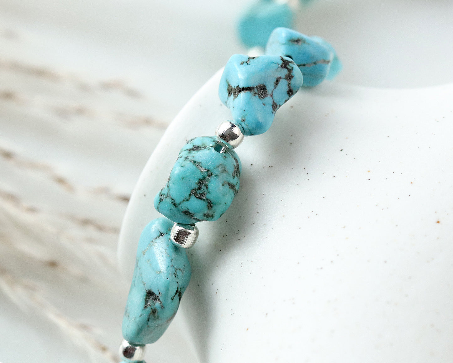 Blue Turquoise Irregular Stones Necklace, Bracelet, Natural Turquoise Gemstones, 10mm-15mm