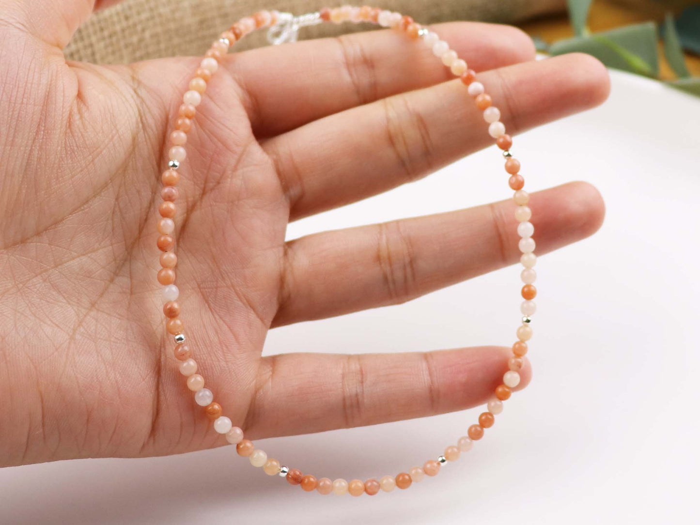 Pink Aventurine 3mm Round Beaded Choker, Bracelet, Natural Gemstones