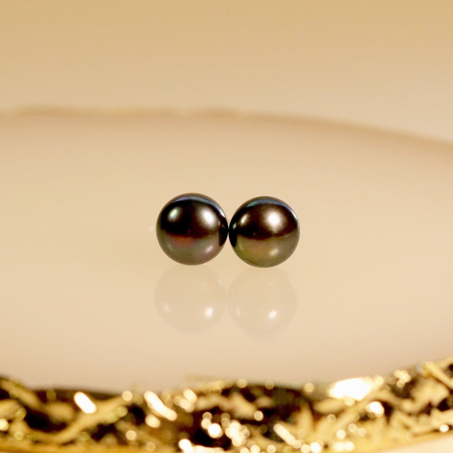 Black Freshwater 6mm Pearl Stud Earrings, Real Pearl Studs, Minimalist Style