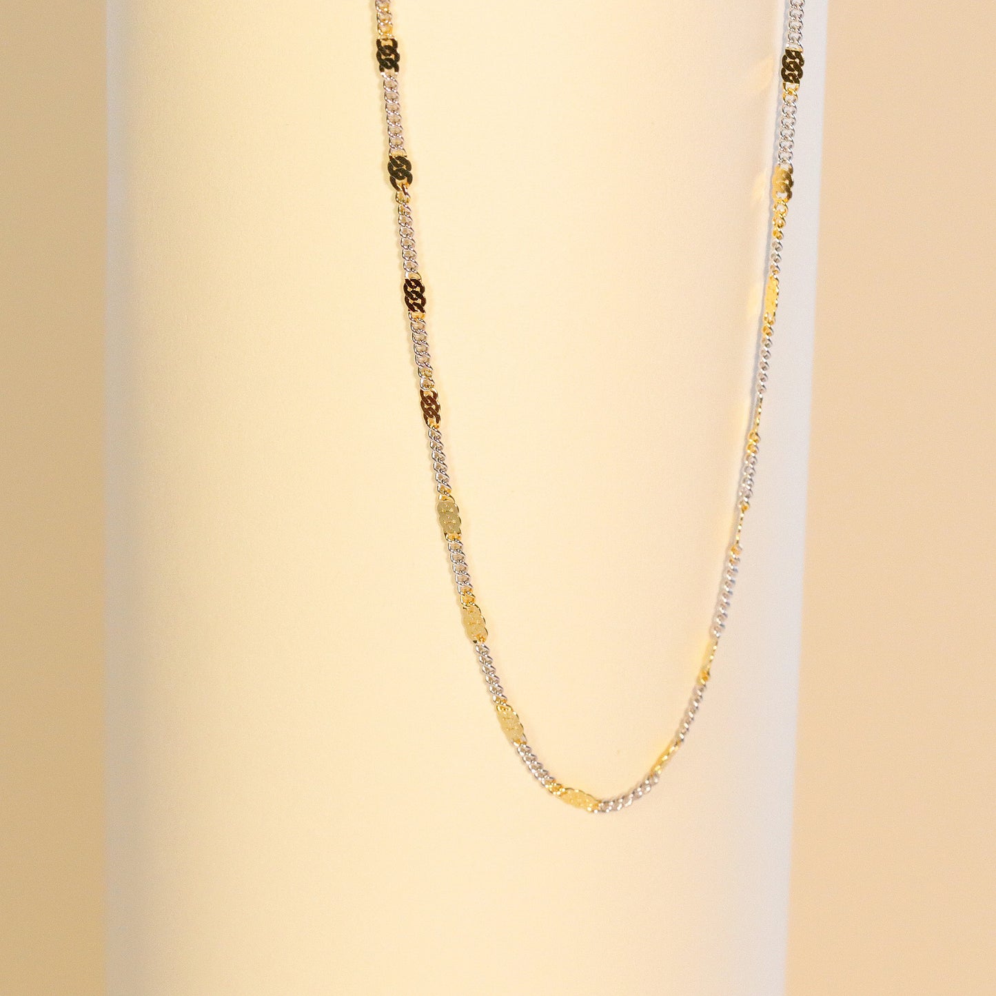 Gold and Silver Chain Necklace, Minimalist Jewelry, Daily Necklace, 18 inches