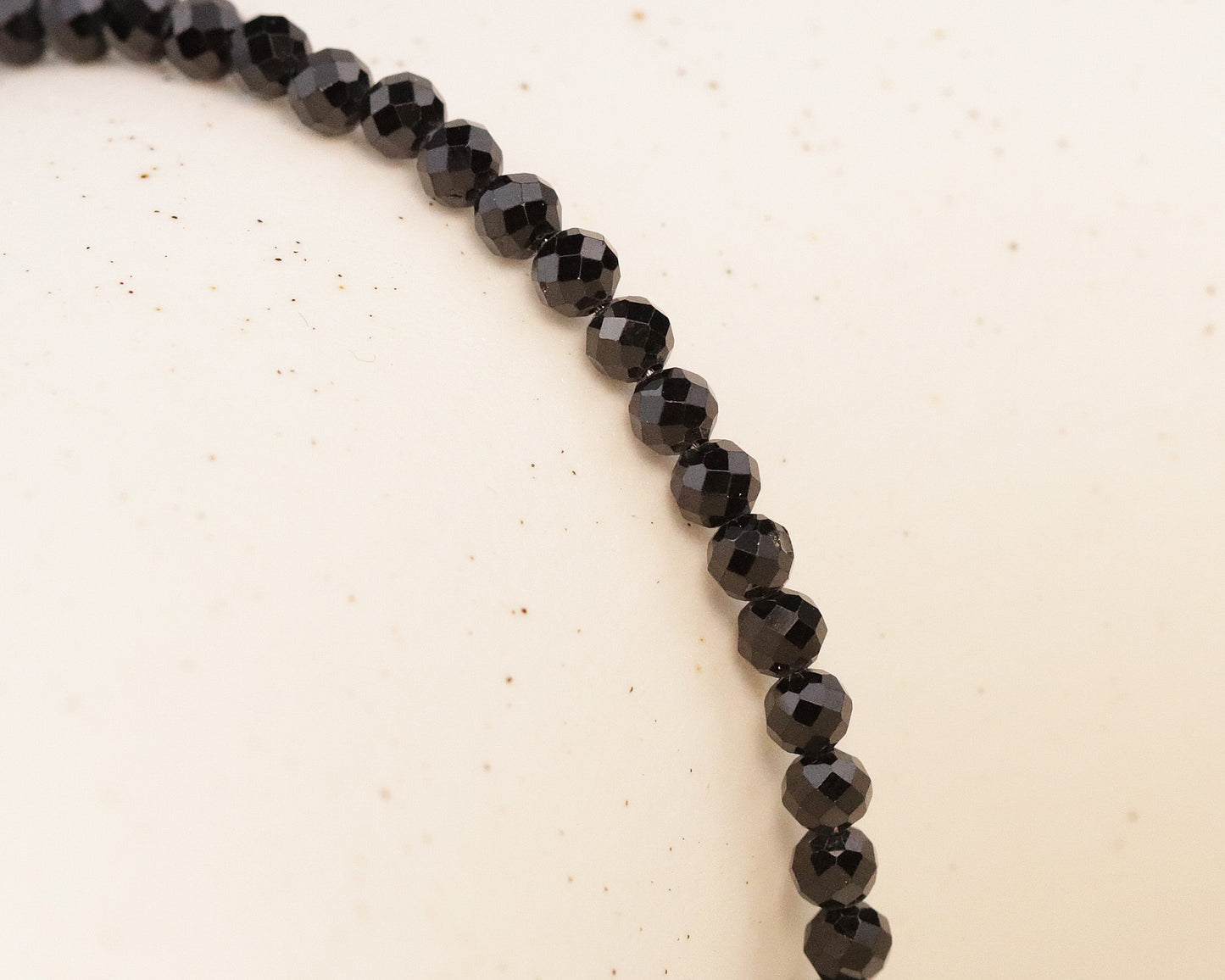 Black Spinel 3mm Faceted Beaded Choker, Bracelet, Natural Gemstones