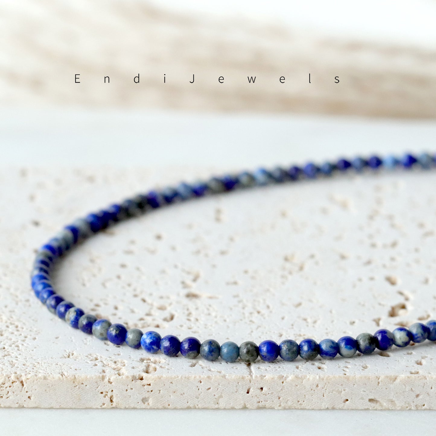 Lapis Lazuli 3mm Round Beaded Choker, Bracelet, Natural Blue Gemstones