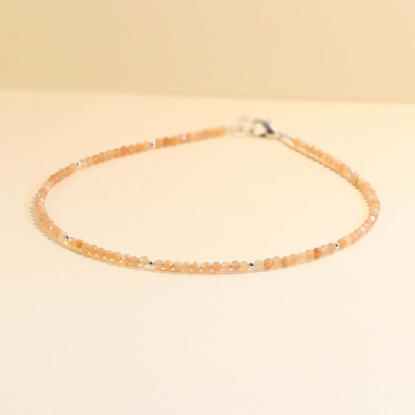 Sunstone 3mm Faceted Beaded Choker, Bracelet, Natural Gemstones