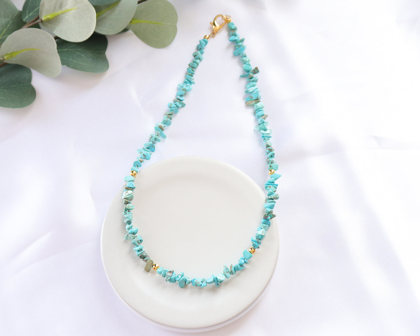 Blue Turquoise Irregular Chips Necklace, Bracelet, Natural Gemstones