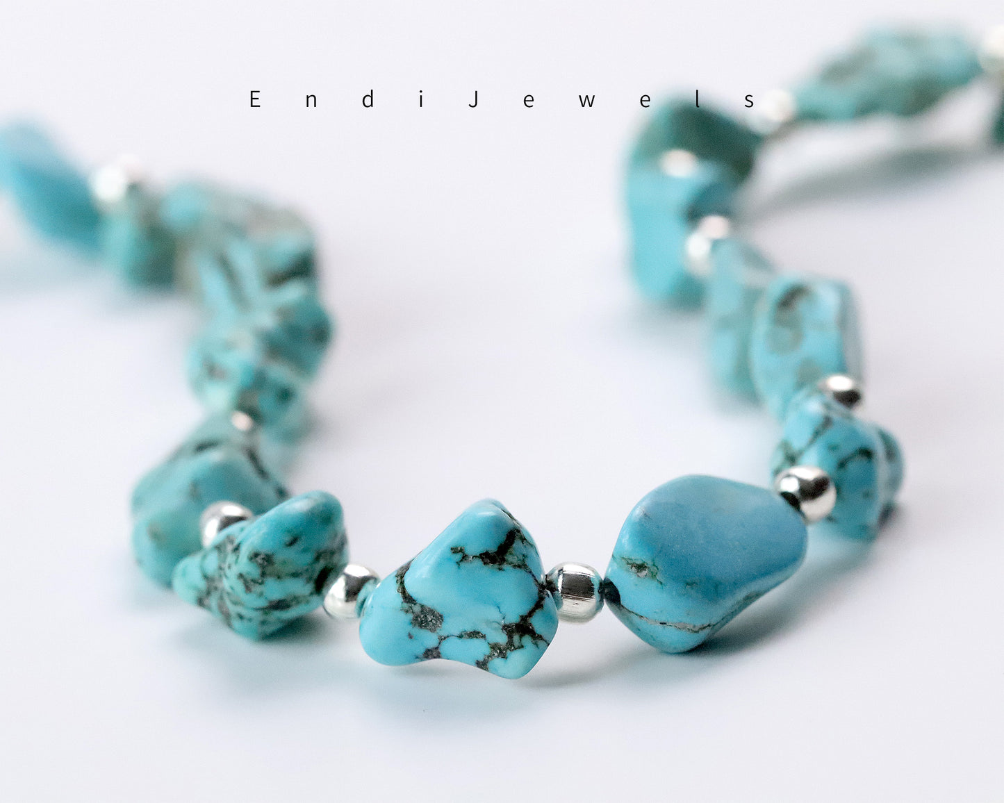 Blue Turquoise Irregular Stones Necklace, Bracelet, Natural Turquoise Gemstones, 10mm-15mm