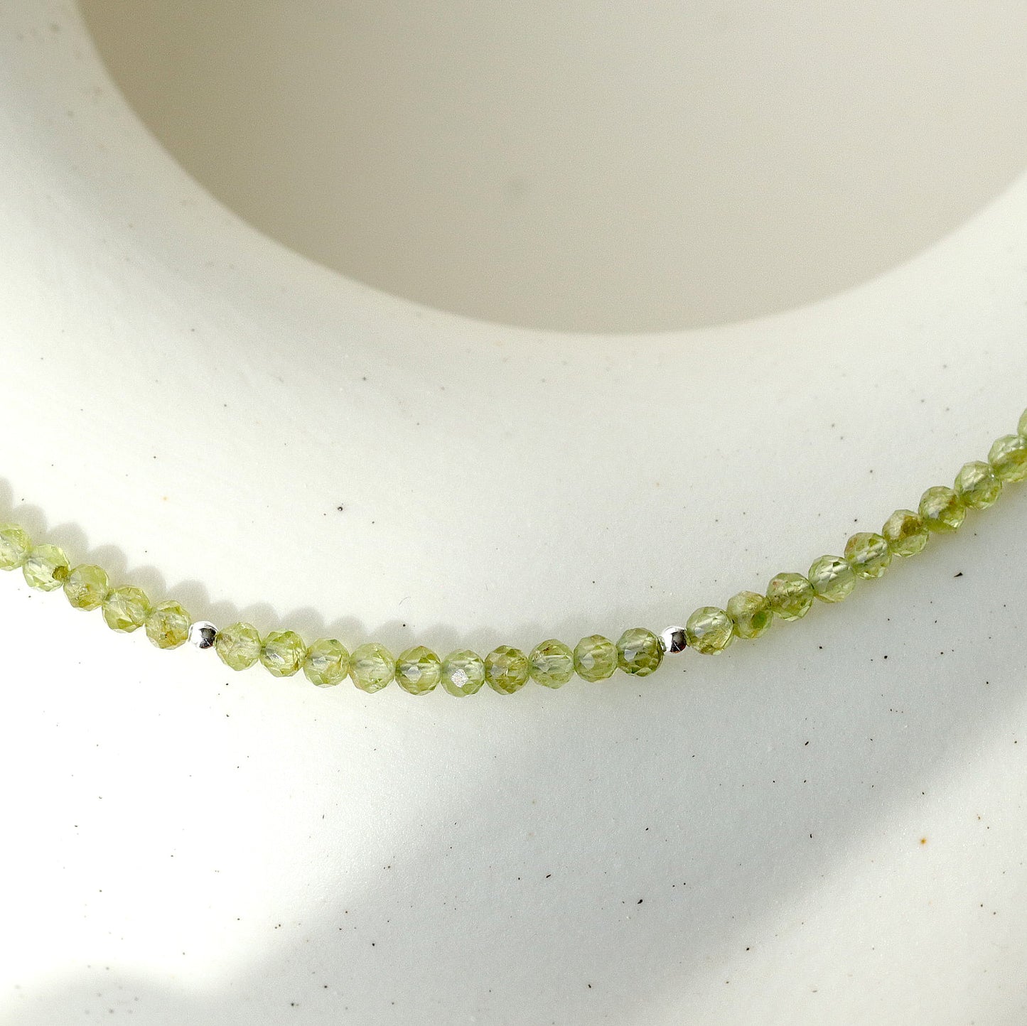 Peridot 3mm Faceted Beaded Choker, Bracelet, Natural Gemstones