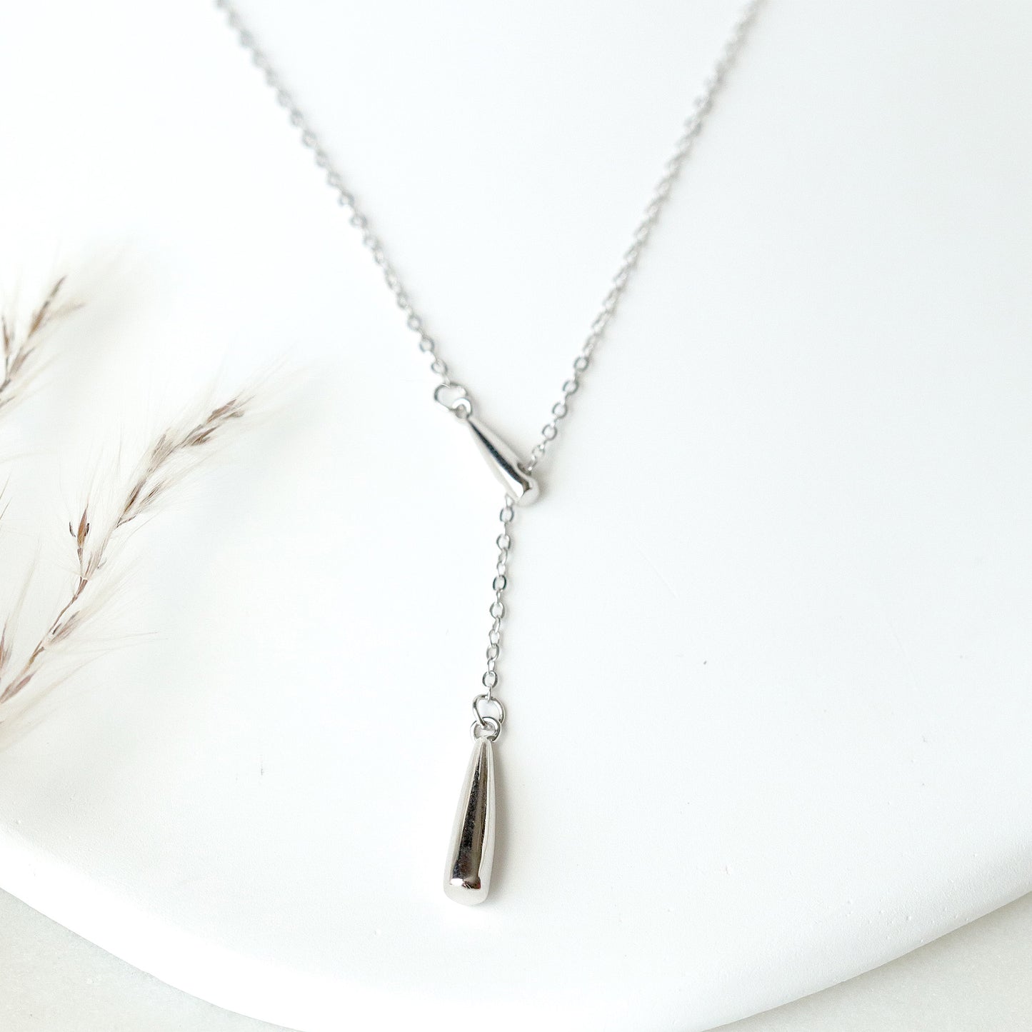 Dainty Water Drop Silver Choker, 925 Sterling Silver Chain Necklace, Minimalist Style