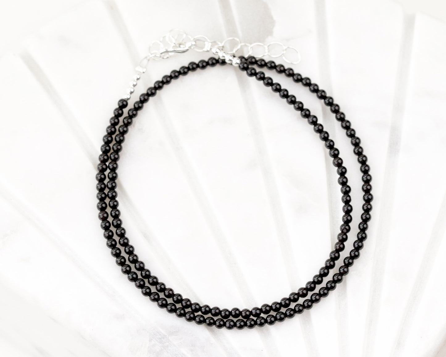 Black Spinel 2mm Round Beaded Choker, Bracelet, Natural Gemstone Beads