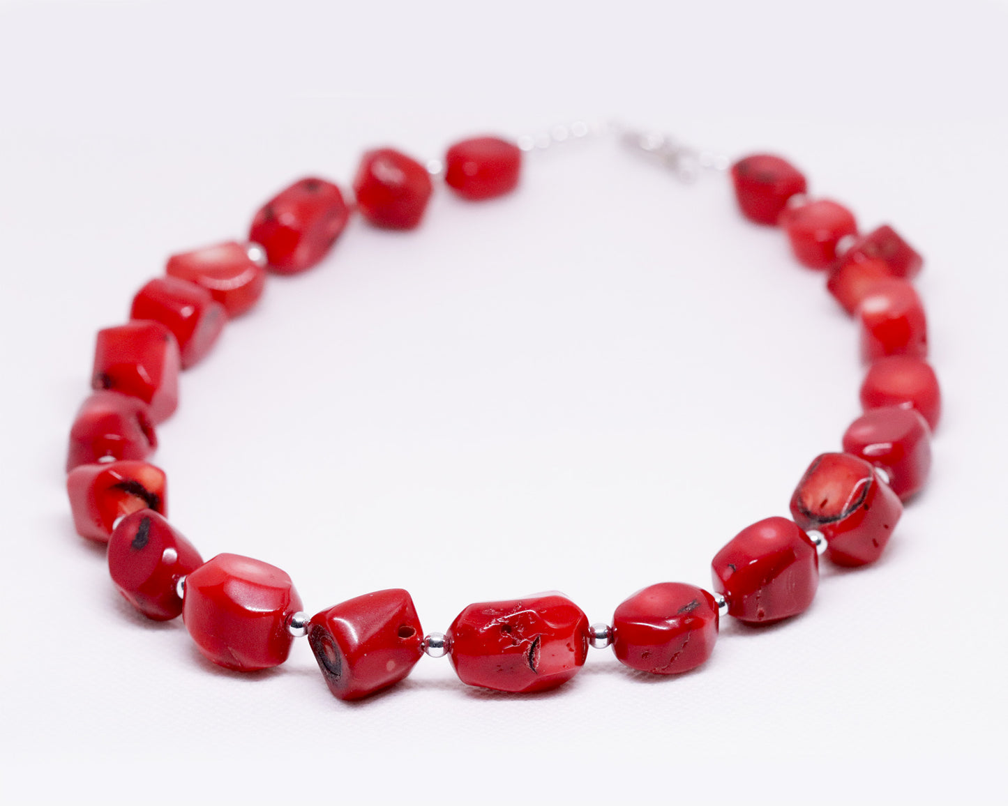 Red Coral Large Beaded Necklace, Bracelet, Natural Gemstones, Handmade Necklace