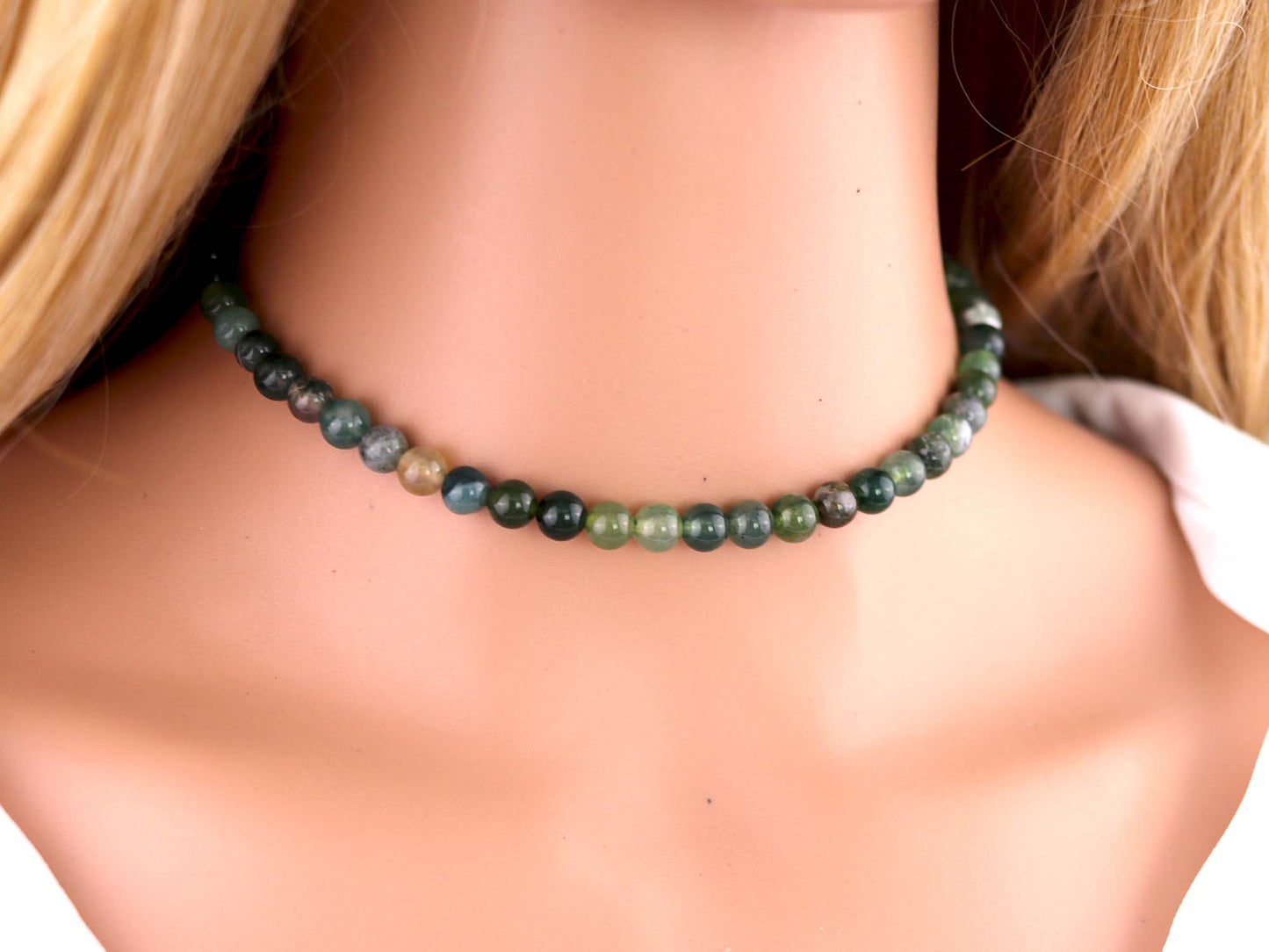 Green Agate 6mm Round Beaded Necklace, Bracelet, Natural Gemstones