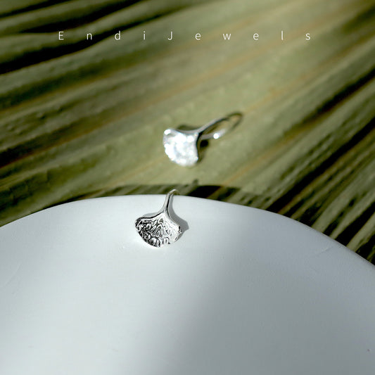 Ginkgo Leaf Earrings, 925 Sterling Silver, Minimalist Style, Daily Wearings, Dainty Earrings