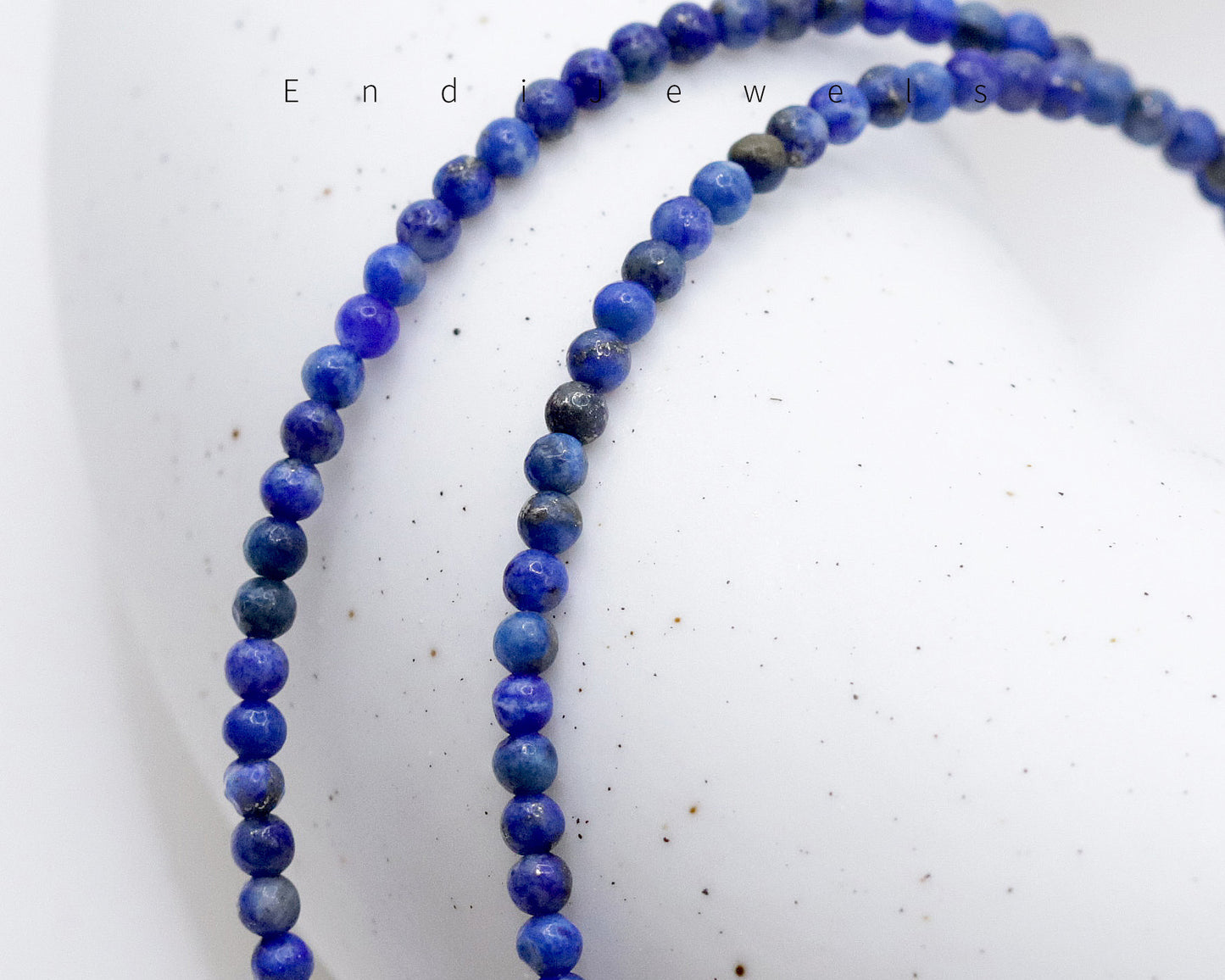 Lapis Lazuli 2mm Round Beaded Choker, Natural Gemstones, Tiny Beaded Necklace