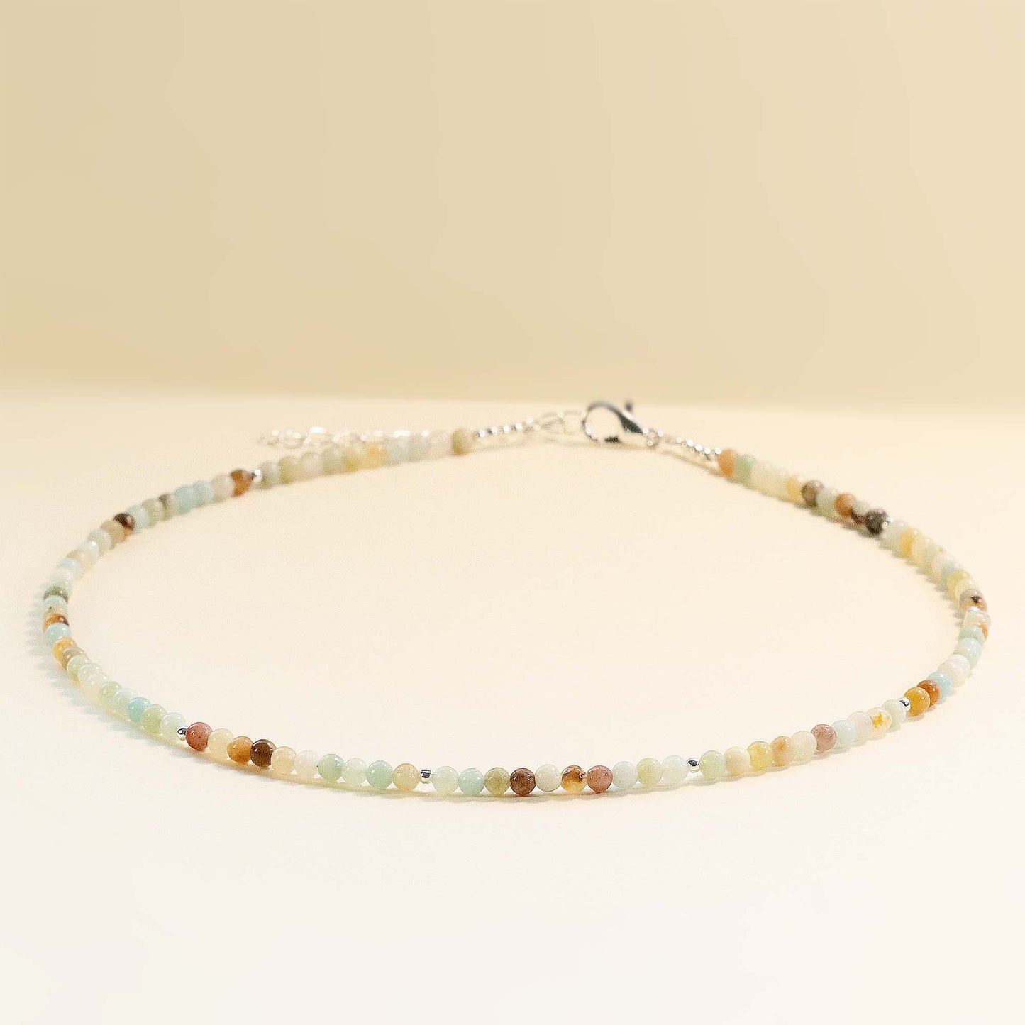 Amazonite 3mm Round Beaded Choker, Bracelet, Natural Gemstones