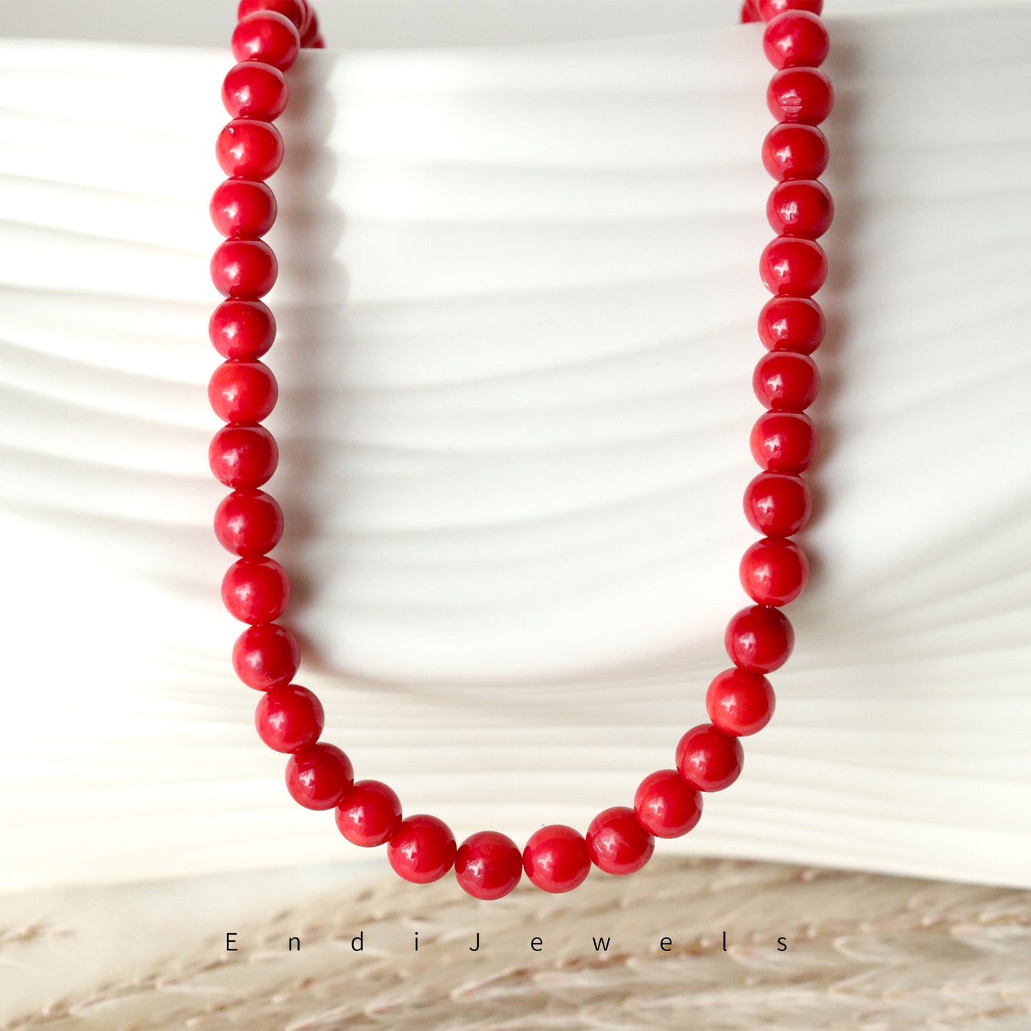 Red Coral 6mm Round Beaded Necklace, Bracelet, Natural Gemstones