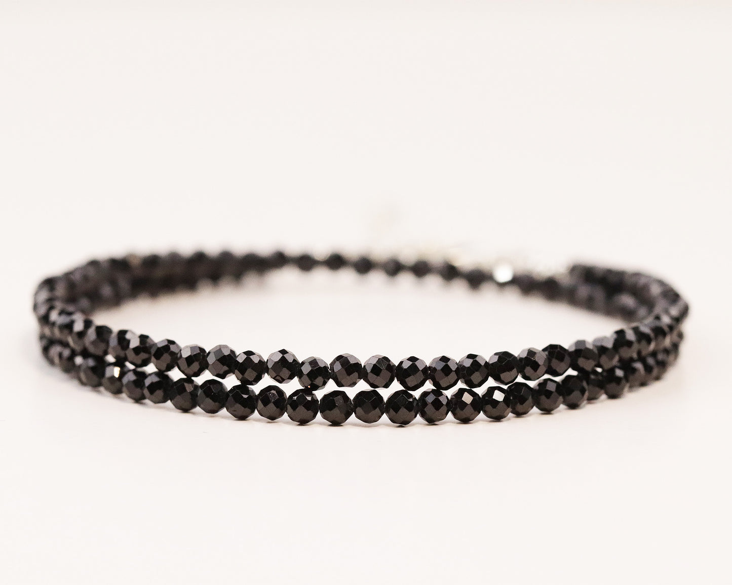 Black Spinel 3mm Faceted Beaded Choker, Bracelet, Natural Gemstones