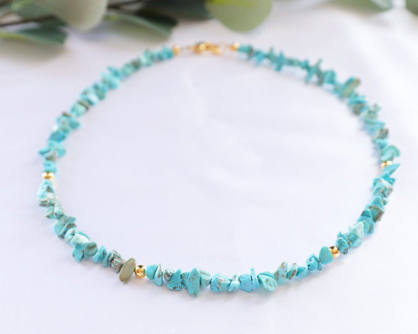 Blue Turquoise Irregular Chips Necklace, Bracelet, Natural Gemstones