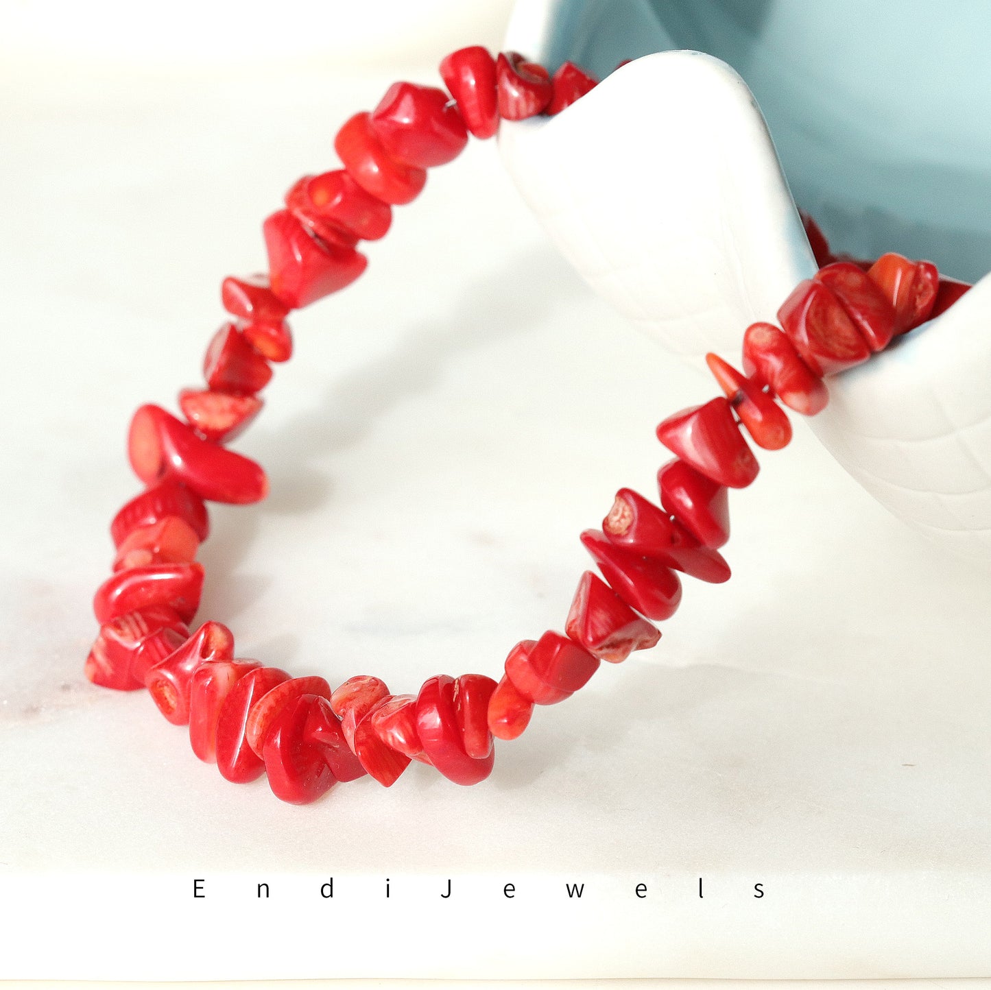 Red Coral Irregular Chips Stone Necklace, Bracelet, Natural Gemstones