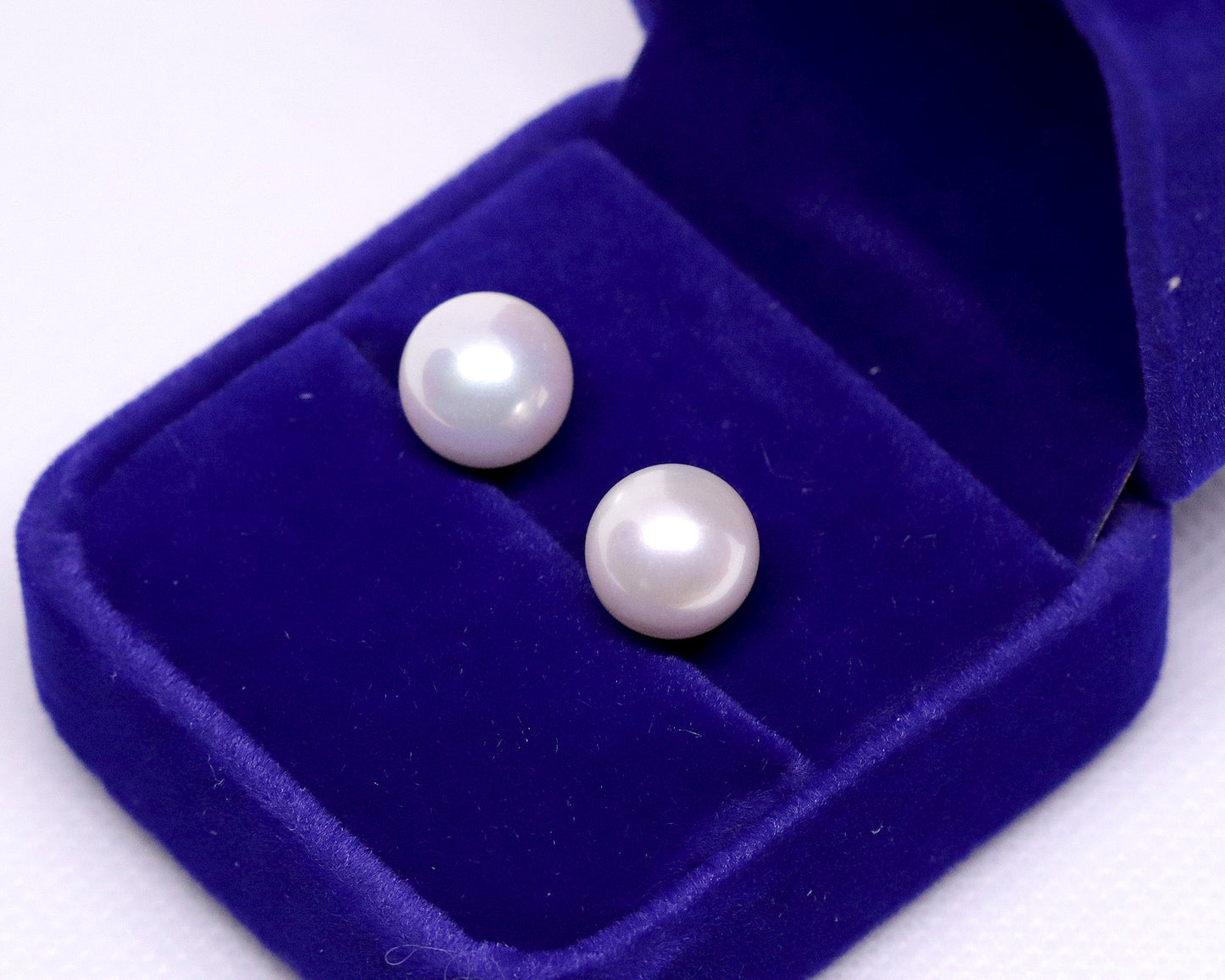 10mm Mother of Pearl Round Pearl Earrings, Large White Pearl Studs