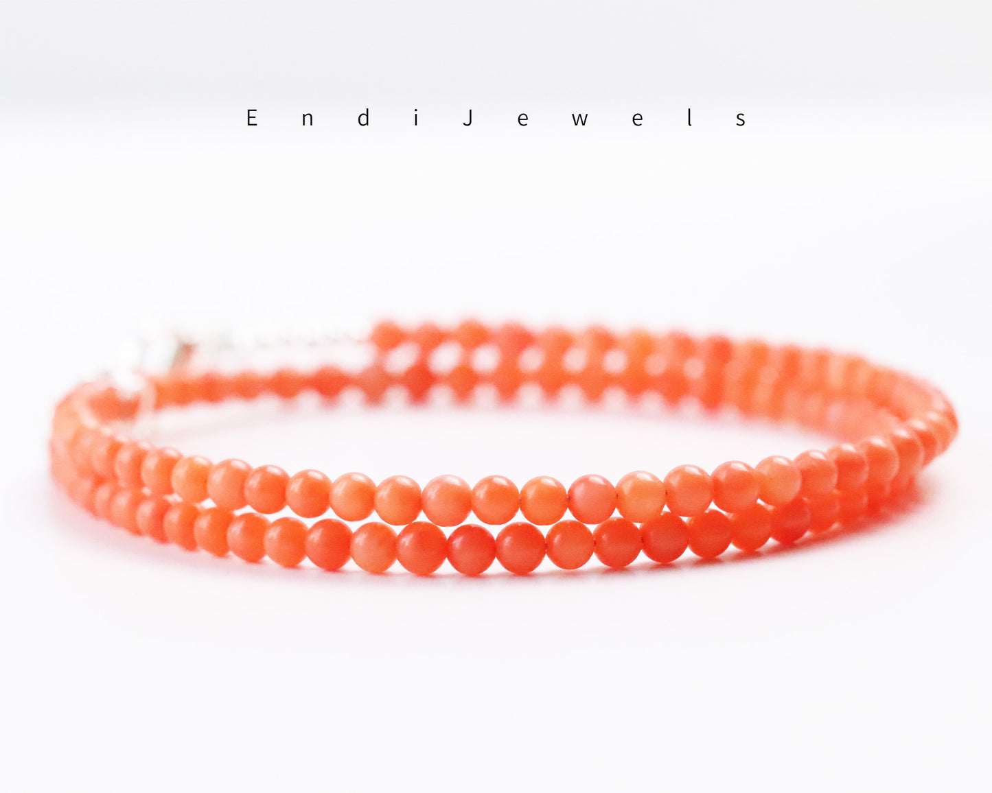 Pink Coral 3mm Round Beaded Choker, Bracelet, Natural Coral Gemstone Beads